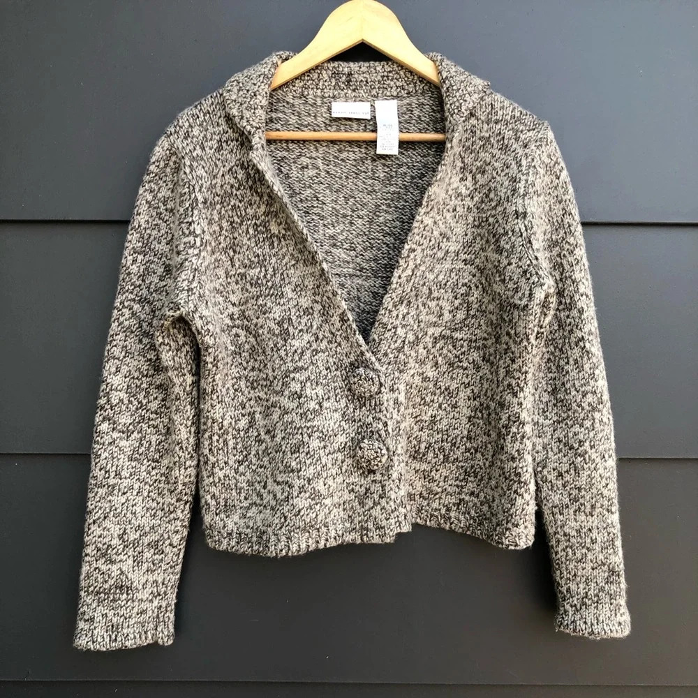 Cropped Wool mix Cardigan - Acrylic/wool mix - two-tone yarn - XL - Picture 3 of 8